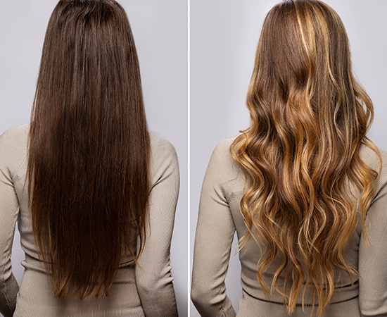 femme dos cheveux londs avant après